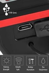 Kornalı Bisiklet Feneri Solar Güneş Enerji Ve Usb Ile Şarj Edilebilir Su Geçirmez T6 Led Feneri Kırm