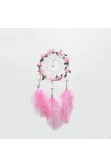 El Yapımı Kuş Tüyü Ve Led Işıklı Dekoratif Asma Düş Rüya Kapanı