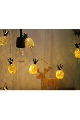 Metal Ananas Işık Zinciri Pilli Ananas Dolama Şerit Led Işık 10 Lu