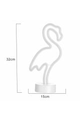 Pembe Flamingo Model Neon Led Işıklı Masa Lambası