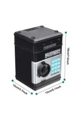 Şifreli Kasa Atm Elektronik Kumbara Oyuncak Dijital Atm Siyah