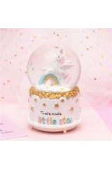 Unicorn Kar Küresi Büyük Boy Otomatik Kar Püskürtmeli Gökkuşağı Temalı Kar Küresi