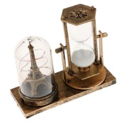 Işıklı Paris Eyfel Kulesi Kum Saati Dekoratif Hediyelik Eiffel Retro Kum Saati Biblo Gold Işıklı