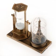Işıklı Paris Eyfel Kulesi Kum Saati Dekoratif Hediyelik Eiffel Retro Kum Saati Biblo Gold Işıklı