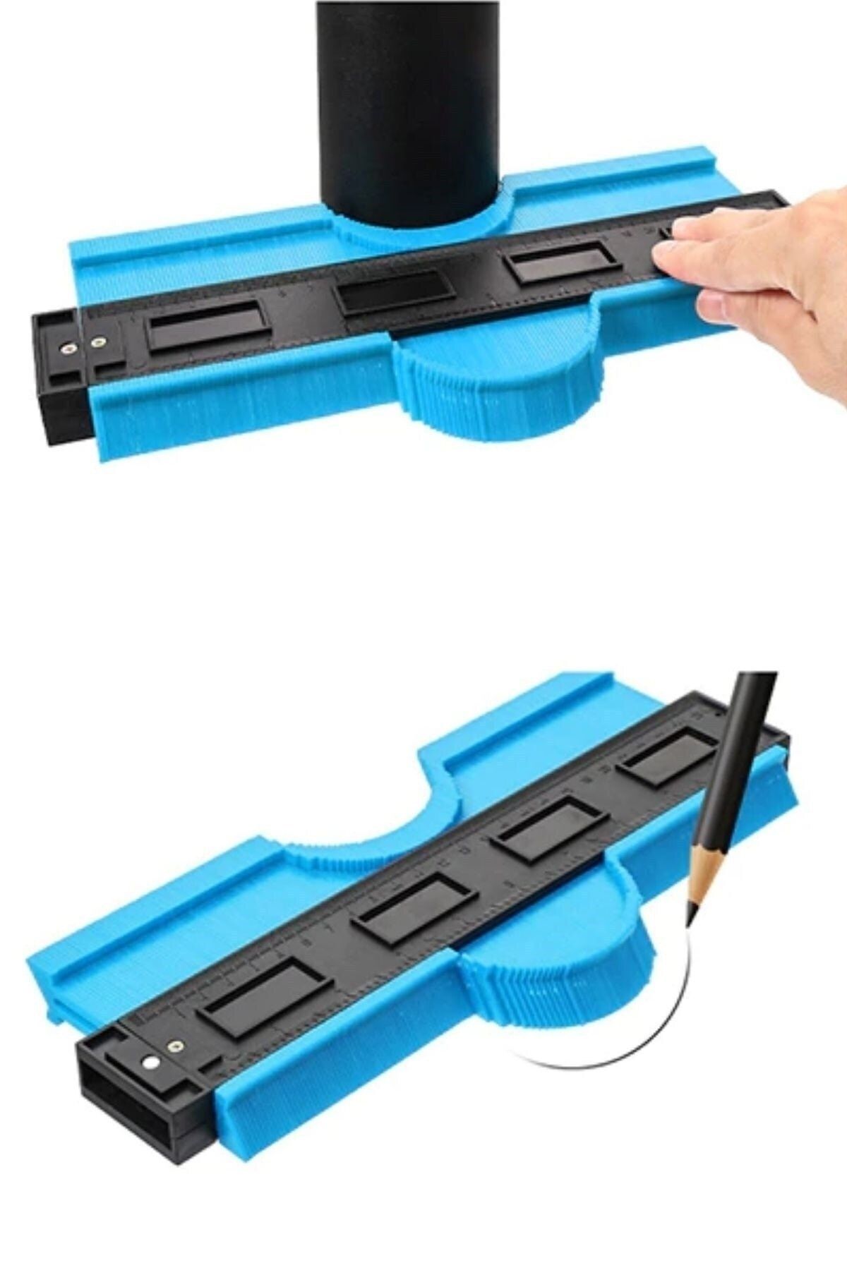 Şablon Şekil Tarağı Kontur Ölçüm Cetveli Büyük Boy Ahşap Fayans Şekillendirme Kalıbı 25 Cm