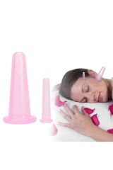 Pembe Silikonlu 5li Terapi Vakum Bardak Hacamat Masaj Kupası Anti Selülit Kas Gevşetici Seti