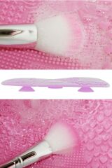 Boya Makyaj Fırçası Temizleme Matı Aparatı Büyük Boy Pembe 22cm