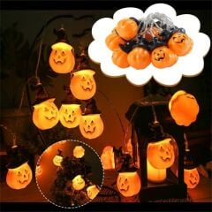 Siyah Şapkalı Bal Kabağı Led Işık Zinciri Halloween Cadılar Bayramı Kutlama Dekor Işıkları