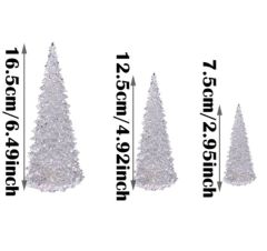 Masa Üstü 3'lü Yılbaşı Çam Ağaç Işıklı Biblo Renkli Mini Çam Ağacı