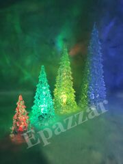 4'lü Yılbaşı Çam Ağacı Işıklı Biblo Masa Üstü Akrilik Renkli Mini Led Çam Ağacı