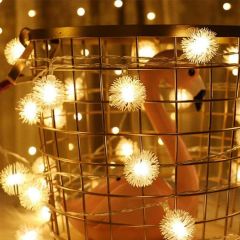 Kartopu Led Işık Dizeleri Fişli 20'li Kar Topları Parti Dekorasyon Aydınlatmaları