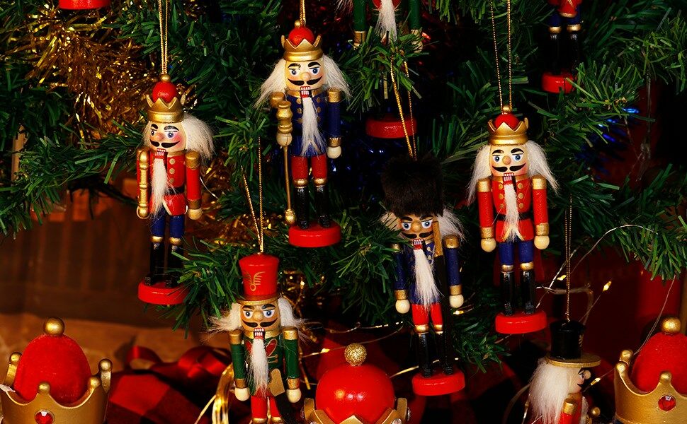 Renkli 6lı Kurşun Asker Fındıkkıran Tahta Adam Asker Retro Ahşap Adam Süs