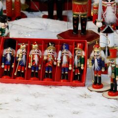 Renkli 6lı Kurşun Asker Fındıkkıran Tahta Adam Asker Retro Ahşap Adam Süs