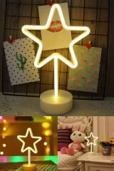 Ay Hilal ve Yıldız Tasarımlı 2li Neon Led Masa Ve Gece Lambası Usb Ve Pilli 2li neon led ışık