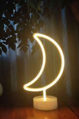 Ay Hilal ve Yıldız Tasarımlı 2li Neon Led Masa Ve Gece Lambası Usb Ve Pilli 2li neon led ışık