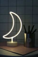 Ay Hilal ve Yıldız Tasarımlı 2li Neon Led Masa Ve Gece Lambası Usb Ve Pilli 2li neon led ışık