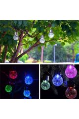 8 Adet Solar Cam Küre Sarkıt Led Güneş Enerjili Rgb Lamba Solar Bahçe Aydınlatması Ampül Görünümlü