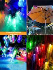 10'lu Multibulb Ampul 8 Fonksiyonlu Festival Kamp Bahçe Solar Panelli Led Işık Dizeleri Multicolor