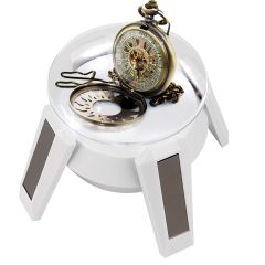 Dönen Vitrin Teşhir Sergi Standı Saat Takı Kolye Ürün Sunumu Dönen Işıklı Solar Stand