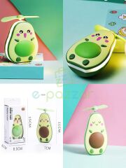 2in1 Led Işıklı Pervaneli Avokado Tasarımlı Taşınabilir Mini Makyaj Aynası Şarjlı