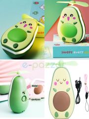 2 Adet 2in1 Led Işıklı Pervaneli Avokado Tasarımlı Taşınabilir Mini Makyaj Aynası Şarjlı