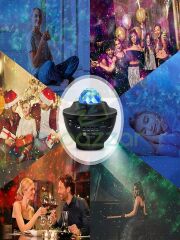 Bluetooth Hoparlörlü 4 Renk Dalga Efekt Döngülü Yeşil Lazer Projektör Parti Eğlence Gece Aydınlatma