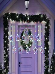 10 Saçaklı Yıldız Noel Figürlü Yılbaşı Organizasyon Konsept Süsleme 8 Mod RGB Perde Led Işık