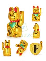 16 Cm Gold Japon Kültürü Bereket Şans Mutluluk Çağıran Şans Kedisi Pilli Hareketli Pati Maneki Neko