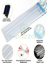 Solar Panelli Fonksiyonlu 288 Led 4 Mt. 8 Çubuk RGB Meteor Işık Dizeleri Led Aydınlatma