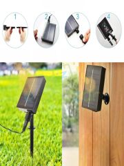 Solar Panelli Fonksiyonlu 288 Led 4 Mt. 8 Çubuk Günışığı Meteor Işık Dizeleri Led Aydınlatma