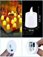 96 Adet Parti Organizasyon Christmas Konsept Süsleme Dekorasyon Pilli Tealight Mumu Led Işık