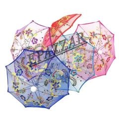 3 Adet İşlemeli Ufak Dekorasyon Şemsiyesi - Dantelli Konsept Parti Süs Şemsiyesi