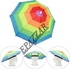 2 Adet Kafa Şemsiyesi Güneşlik Renkli Lastikli Kafa Şapkası Güneş Koruma Aksesuar 2 Renkli Şemsiye