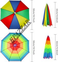 2 Adet Kafa Şemsiyesi Güneşlik Renkli Lastikli Kafa Şapkası Güneş Koruma Aksesuar 2 Renkli Şemsiye