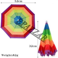 2 Adet Kafa Şemsiyesi Güneşlik Renkli Lastikli Kafa Şapkası Güneş Koruma Aksesuar 2 Renkli Şemsiye