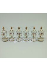 24lü Ahşap Mini Atlı Karınca Nostaljik El Yapımı Dekoratif Atlı Karınca 24 Adet Süs Krem