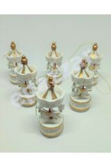 24lü Ahşap Mini Atlı Karınca Nostaljik El Yapımı Dekoratif Atlı Karınca 24 Adet Süs Krem