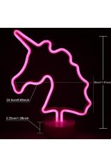 Unicorn Renkli Dekoratif Neon Led Pilli Masa Ve Gece Lambası