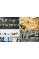 10'lu Led Işıklı Fotoğraf Mandalları Işık Zinciri