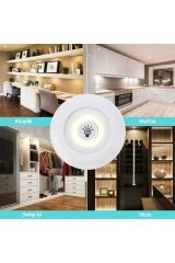 Kablosuz 3'lü Led Spot Lambalar Uzaktan Kumandalı Pilli Yapışkanlı Ergonomik Spot Lamba 3 Adet