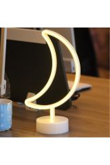 Dekoratif Hediyelik Ay Yıldız Şimşek 3'lü Usb Ve Pilli Neon Led Işık Lamba