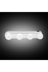 2 Adet Banyo Mutfak Stüdyo Makyaj Aynası Işığı Pilli Vantuzlu Taşınabilir 4 Led Ampul