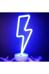 Mavi Şimşek Neon Lamba Usb Ve Pilli Yıldırım Şeklide Led Işık