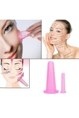 Pembe Silikonlu 5li Terapi Vakum Bardak Hacamat Masaj Kupası Anti Selülit Kas Gevşetici Seti
