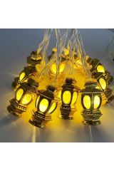 Kandil Fener 20li Led Işık Zinciri Mini Gaz Lambası Fener Işığı Fişli Dekor Işık