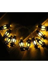 Kandil Fener 20li Led Işık Zinciri Mini Gaz Lambası Fener Işığı Fişli Dekor Işık