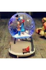 Sevgili Kış Temalı Kar Küresi Işıklı Müzikli Püskürtmeli Kar Küresi Büyük Boy