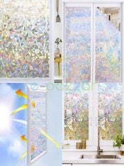 Dekoratif Uv Koruyucu Transparan 3D Gökkuşağı Cam Folyosu Statik Sticker 3 Metre X 60 Cm