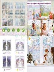 Dekoratif Uv Koruyucu Transparan 3D Gökkuşağı Cam Folyosu Statik Sticker 3 Metre X 60 Cm