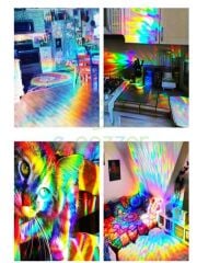 Dekoratif Uv Koruyucu Transparan 3D Gökkuşağı Cam Folyosu Statik Sticker 3 Metre X 60 Cm